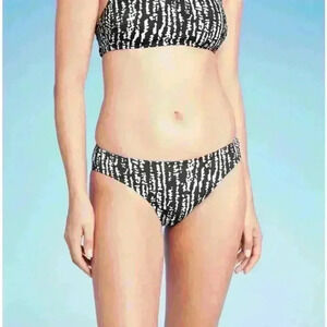 Kona Sol Medium Coverage Hipster Bikini Bottom Black/White NWT Size M